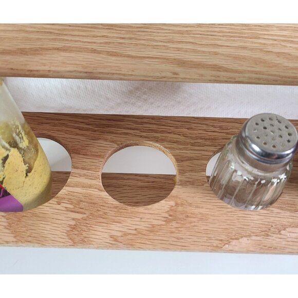Wood Condiment Caddy Hand Made One Of A Kind W/ Paper Towel Holder - Picture 6 of 16